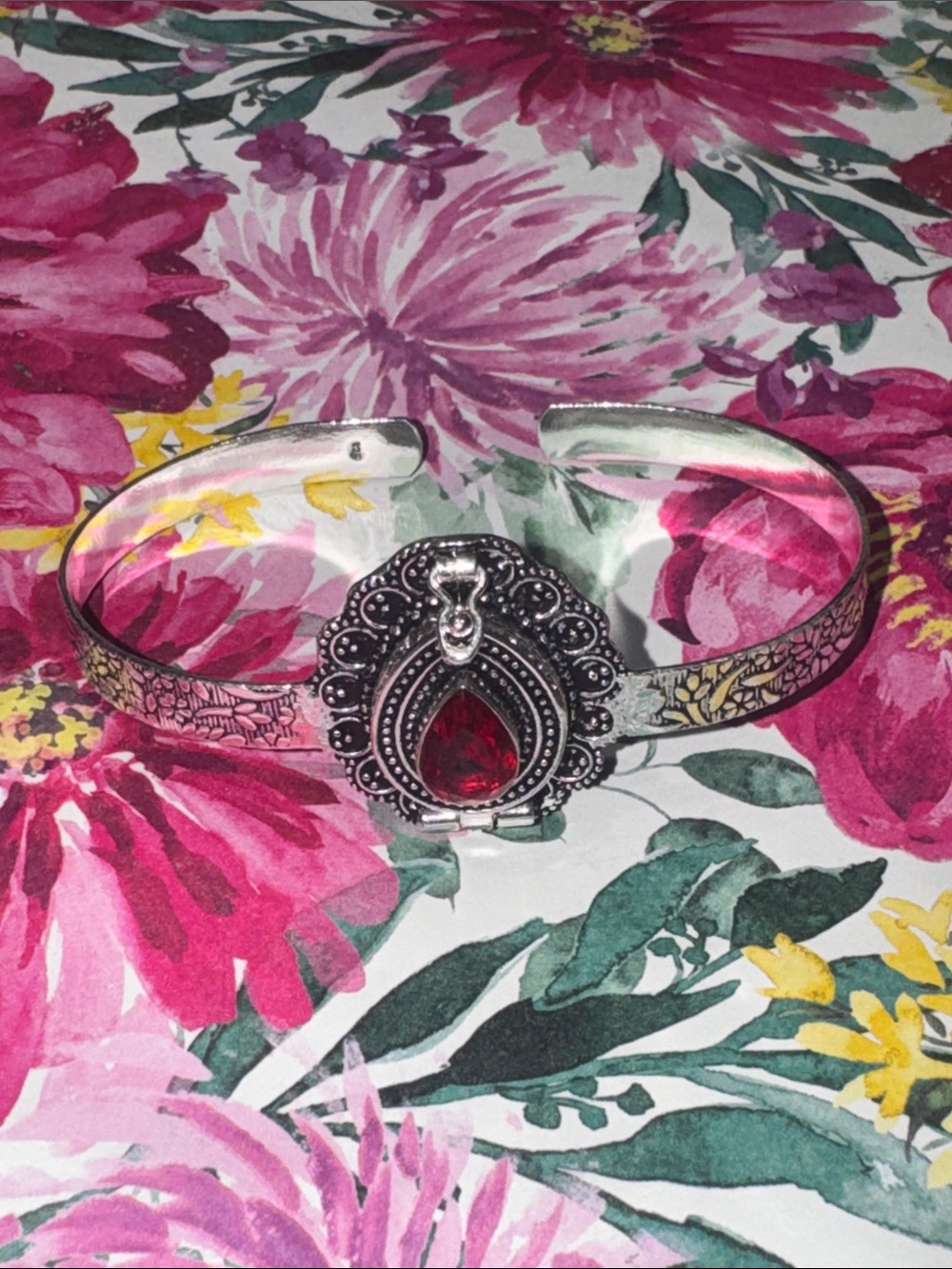 Garnet Locket Bracelet